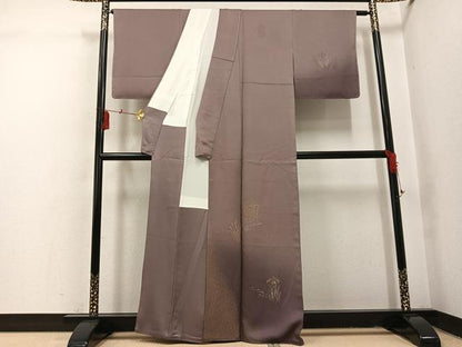平和屋着物●訪問着　作家物　寿光織　草花文　暈し染め　金銀糸　正絹　逸品　AABI3016ph