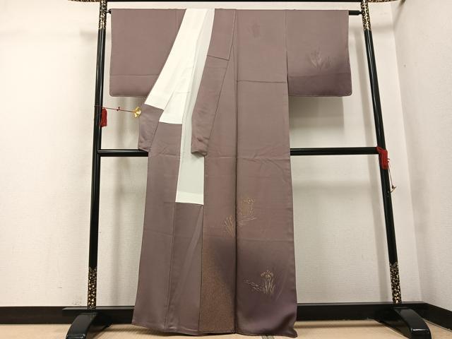 平和屋着物●訪問着　作家物　寿光織　草花文　暈し染め　金銀糸　正絹　逸品　AABI3016ph