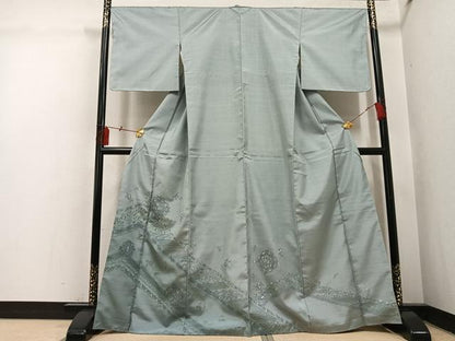 平和屋着物●本場大島紬　訪問着　中国三大刺繍　汕頭刺繍　スワトウ刺繍　花唐草文　正絹　逸品　未使用　AABI3017ph