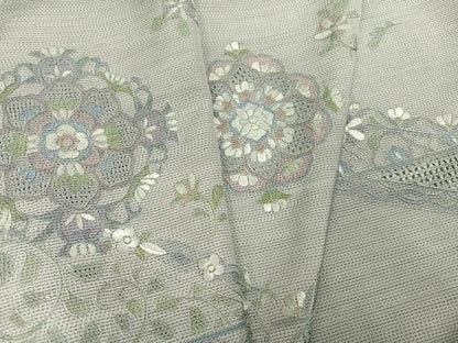 平和屋着物●本場大島紬　訪問着　中国三大刺繍　汕頭刺繍　スワトウ刺繍　花唐草文　正絹　逸品　未使用　AABI3017ph