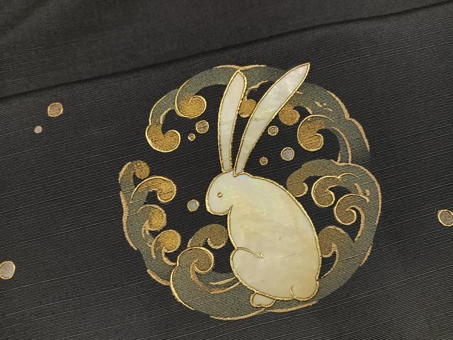 平和屋着物●螺鈿作家　藤本隆士　訪問着　螺鈿　兎　千鳥　阿吽庵　金銀彩　正絹　逸品　AABI3018ph