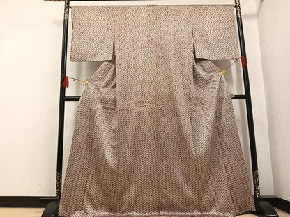 平和屋着物●上質な小紋　藤娘きぬたや・杢目絞り　正絹　逸品　AABI3019ph