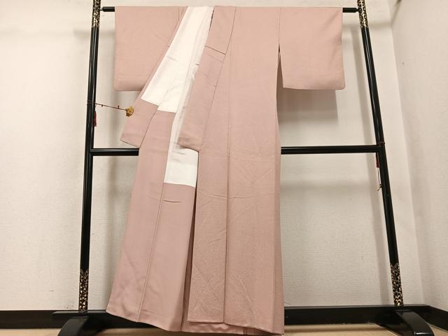 平和屋着物●上質な色無地　水柿色　正絹　逸品　AABI3023ph