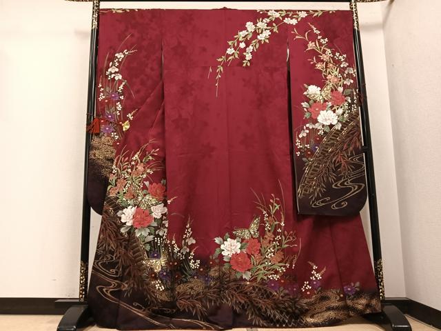 平和屋着物●豪華振袖　花蝶文　暈し染め　金銀彩　正絹　逸品　AABI3025ph