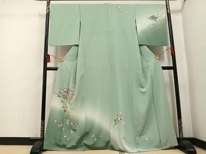 平和屋着物●訪問着　友禅　作家物　貝合わせ枝花文　暈し染め　正絹　逸品　AABI3026ph