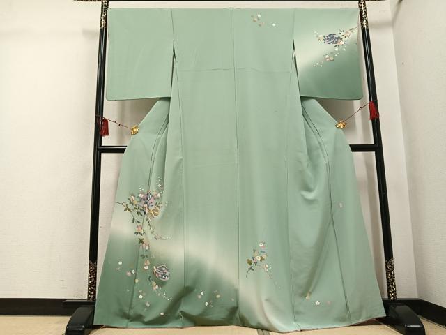 平和屋着物●訪問着　友禅　作家物　貝合わせ枝花文　暈し染め　正絹　逸品　AABI3026ph