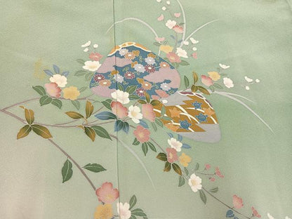 平和屋着物●訪問着　友禅　作家物　貝合わせ枝花文　暈し染め　正絹　逸品　AABI3026ph