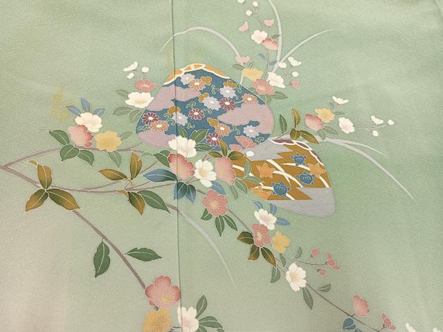 平和屋着物●訪問着　友禅　作家物　貝合わせ枝花文　暈し染め　正絹　逸品　AABI3026ph