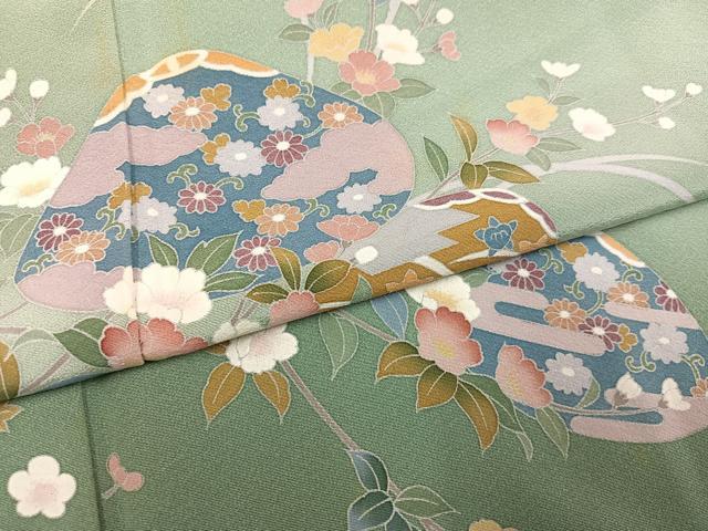 平和屋着物●訪問着　友禅　作家物　貝合わせ枝花文　暈し染め　正絹　逸品　AABI3026ph