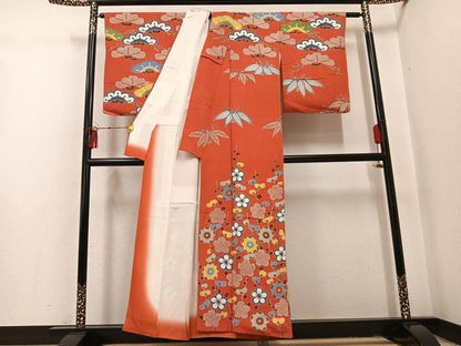 平和屋着物●和染紅型　栗山紅型　栗山吉三郎　訪問着　槍梅　正絹　逸品　AABI3027ph