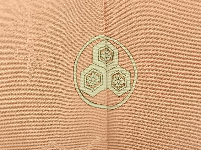 平和屋着物●上質な色無地　風景草花地紋　一斤染色　正絹　逸品　AABI3032ph