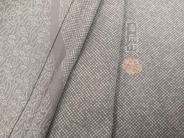 平和屋着物●加賀友禅の型染　板場友禅　坂口幸市　加賀小紋　訪問着　草花文　正絹　逸品　AABI3037ph