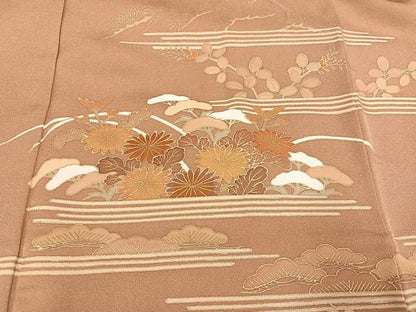 平和屋着物●訪問着　友禅　刺繍　草花文　暈し染め　金彩　ゑり善扱い　正絹　逸品　AABI3040ph