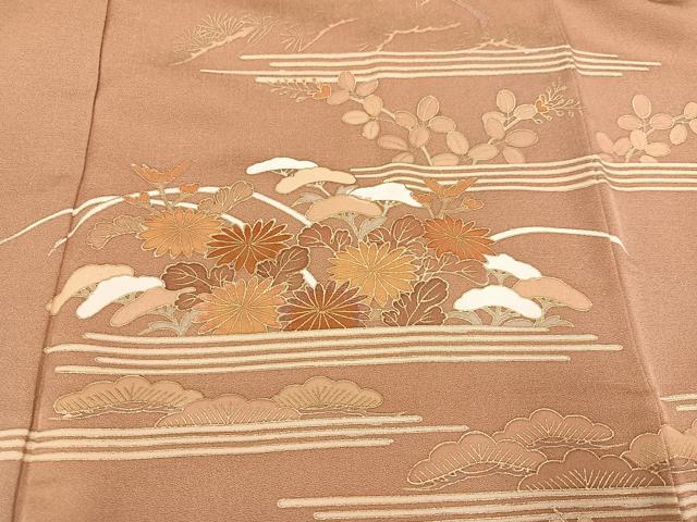 平和屋着物●訪問着　友禅　刺繍　草花文　暈し染め　金彩　ゑり善扱い　正絹　逸品　AABI3040ph