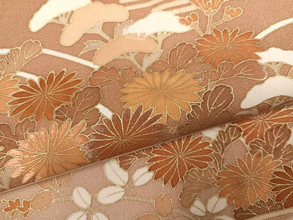 平和屋着物●訪問着　友禅　刺繍　草花文　暈し染め　金彩　ゑり善扱い　正絹　逸品　AABI3040ph