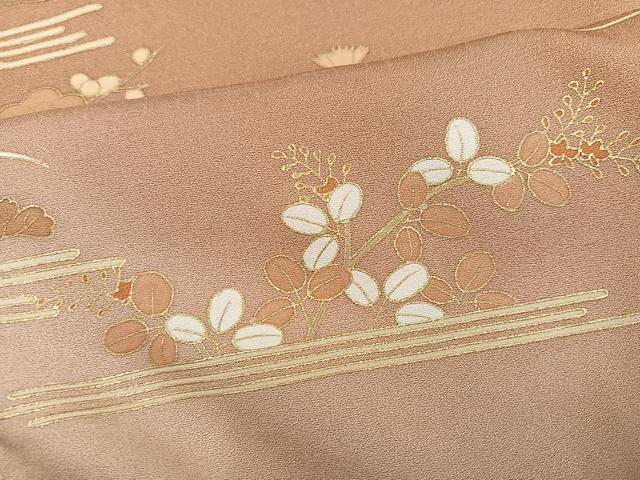 平和屋着物●訪問着　友禅　刺繍　草花文　暈し染め　金彩　ゑり善扱い　正絹　逸品　AABI3040ph