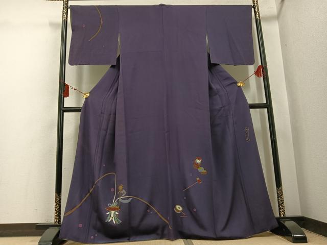 平和屋着物●世界的人形師　辻村寿三郎　ジュサブロー　訪問着　手描き　玩具文　金彩　正絹　逸品　AABI3041ph