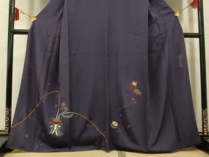 平和屋着物●世界的人形師　辻村寿三郎　ジュサブロー　訪問着　手描き　玩具文　金彩　正絹　逸品　AABI3041ph
