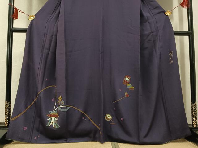 平和屋着物●世界的人形師　辻村寿三郎　ジュサブロー　訪問着　手描き　玩具文　金彩　正絹　逸品　AABI3041ph