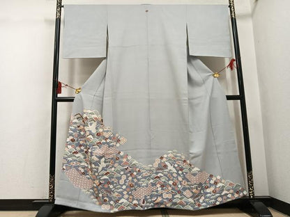 平和屋着物●豪華色留袖　友禅　刺繍　松竹梅飛鶴吉祥宝尽くし　暈し染め　正絹　逸品　AABI3043ph
