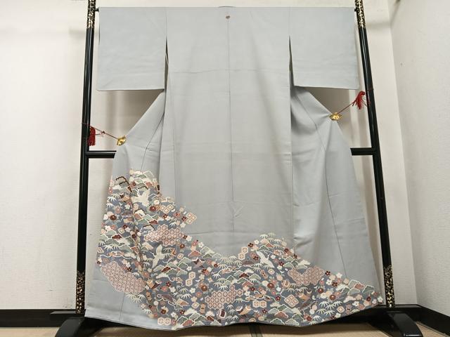 平和屋着物●豪華色留袖　友禅　刺繍　松竹梅飛鶴吉祥宝尽くし　暈し染め　正絹　逸品　AABI3043ph