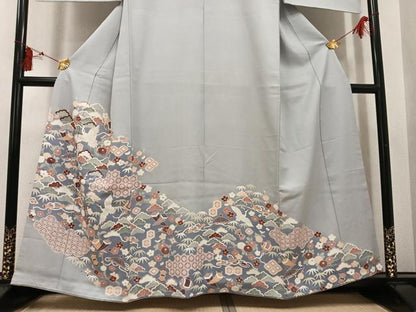 平和屋着物●豪華色留袖　友禅　刺繍　松竹梅飛鶴吉祥宝尽くし　暈し染め　正絹　逸品　AABI3043ph