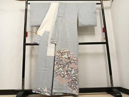 平和屋着物●豪華色留袖　友禅　刺繍　松竹梅飛鶴吉祥宝尽くし　暈し染め　正絹　逸品　AABI3043ph