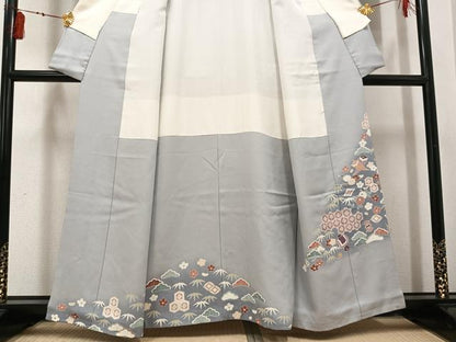 平和屋着物●豪華色留袖　友禅　刺繍　松竹梅飛鶴吉祥宝尽くし　暈し染め　正絹　逸品　AABI3043ph