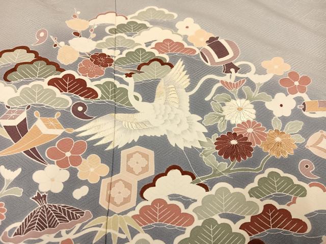 平和屋着物●豪華色留袖　友禅　刺繍　松竹梅飛鶴吉祥宝尽くし　暈し染め　正絹　逸品　AABI3043ph