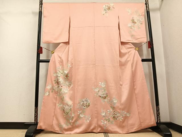 平和屋着物●訪問着　友禅　枝花文　金彩　正絹　逸品　AABI3044ph