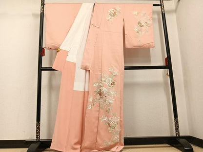 平和屋着物●訪問着　友禅　枝花文　金彩　正絹　逸品　AABI3044ph