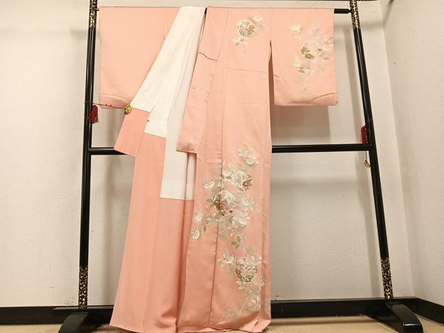 平和屋着物●訪問着　友禅　枝花文　金彩　正絹　逸品　AABI3044ph