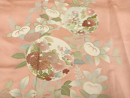 平和屋着物●訪問着　友禅　枝花文　金彩　正絹　逸品　AABI3044ph