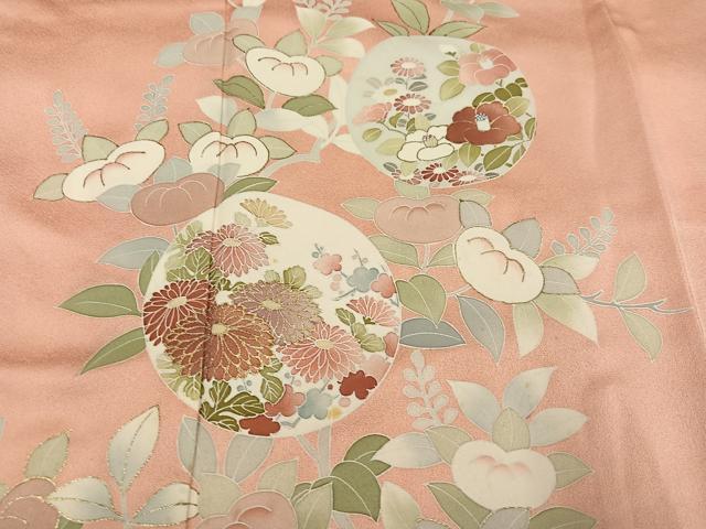 平和屋着物●訪問着　友禅　枝花文　金彩　正絹　逸品　AABI3044ph