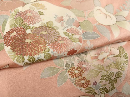 平和屋着物●訪問着　友禅　枝花文　金彩　正絹　逸品　AABI3044ph