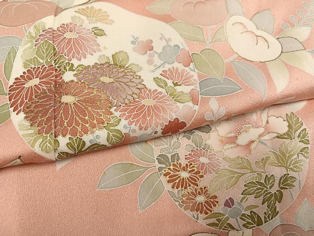 平和屋着物●訪問着　友禅　枝花文　金彩　正絹　逸品　AABI3044ph