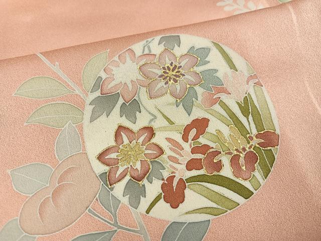 平和屋着物●訪問着　友禅　枝花文　金彩　正絹　逸品　AABI3044ph