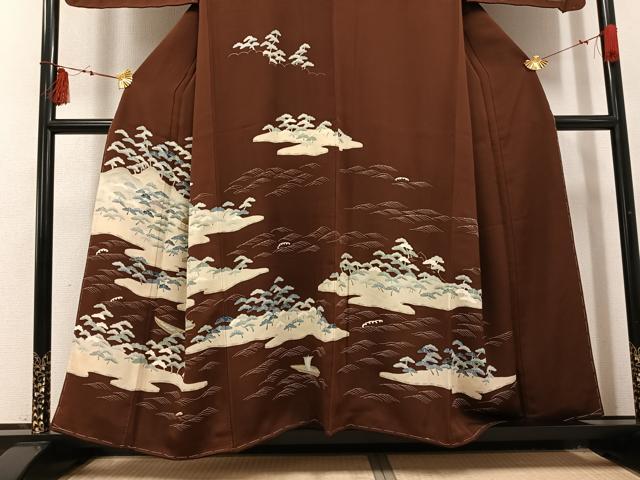 平和屋着物●訪問着　友禅　浜松風景船文　正絹　逸品　未使用　AABI3045ph
