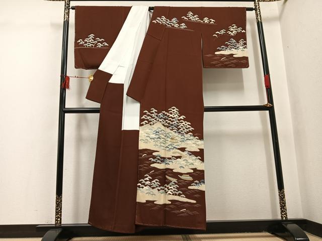 平和屋着物●訪問着　友禅　浜松風景船文　正絹　逸品　未使用　AABI3045ph