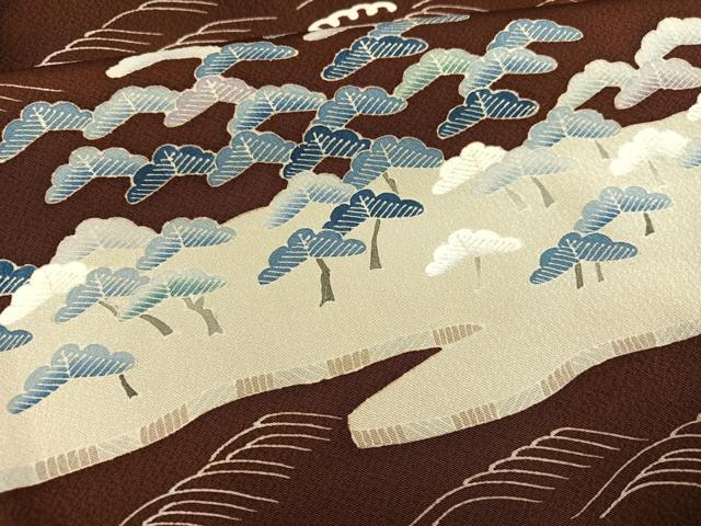 平和屋着物●訪問着　友禅　浜松風景船文　正絹　逸品　未使用　AABI3045ph