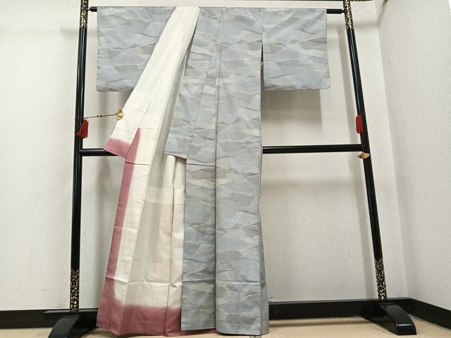 平和屋着物●本場大島紬　白大島　カタス9マルキ　流水文　正絹　逸品　AABI3047ph