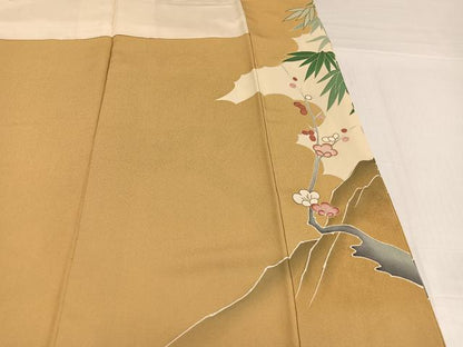 平和屋着物●豪華色留袖　刺繍　飛鳥鴛鴦草花文　金彩　正絹　逸品　AABI3048ph