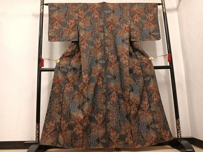 平和屋着物●本場大島紬　一元絣　吉祥草花文　正絹　逸品　未使用　AABI3049ph