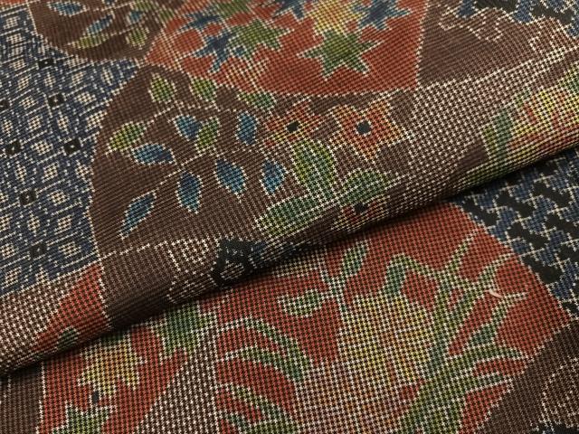 平和屋着物●本場大島紬　一元絣　吉祥草花文　正絹　逸品　未使用　AABI3049ph