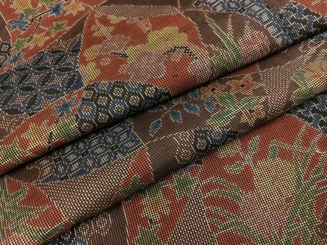 平和屋着物●本場大島紬　一元絣　吉祥草花文　正絹　逸品　未使用　AABI3049ph
