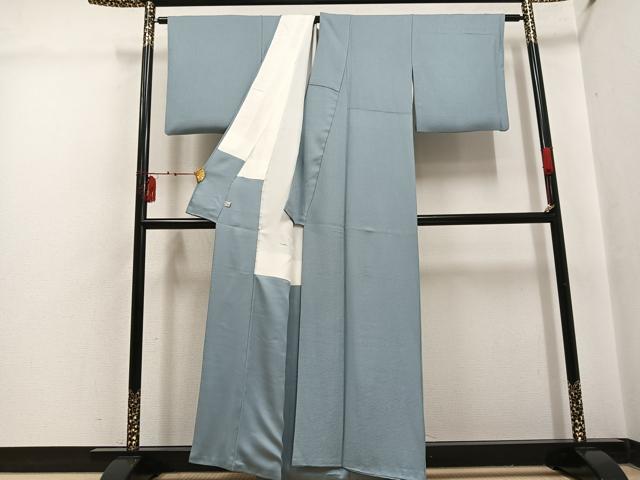 平和屋着物●本草木染作家　圓啓　色無地　花地紋　蕎麦切色　正絹　逸品　AABI3052ph