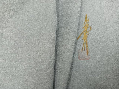 平和屋着物●本草木染作家　圓啓　色無地　花地紋　蕎麦切色　正絹　逸品　AABI3052ph