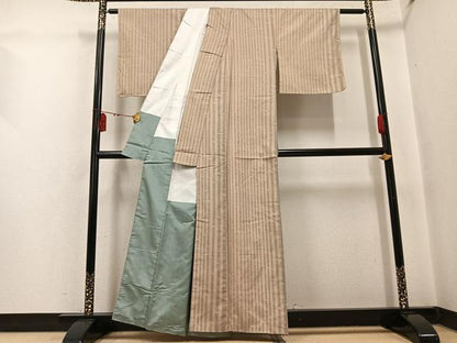 平和屋着物●本場大島紬　一元絣　竹縞　正絹　逸品　AABI3053ph