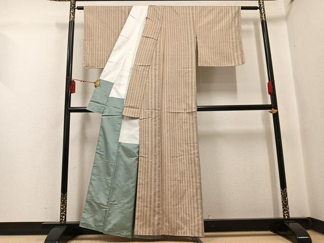 平和屋着物●本場大島紬　一元絣　竹縞　正絹　逸品　AABI3053ph