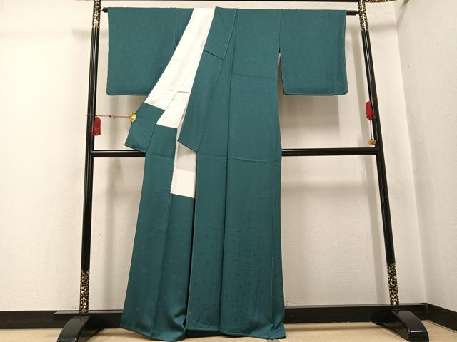 平和屋着物●上質な色無地　桜地紋　御召茶色　正絹　逸品　未使用　AABI3054ph